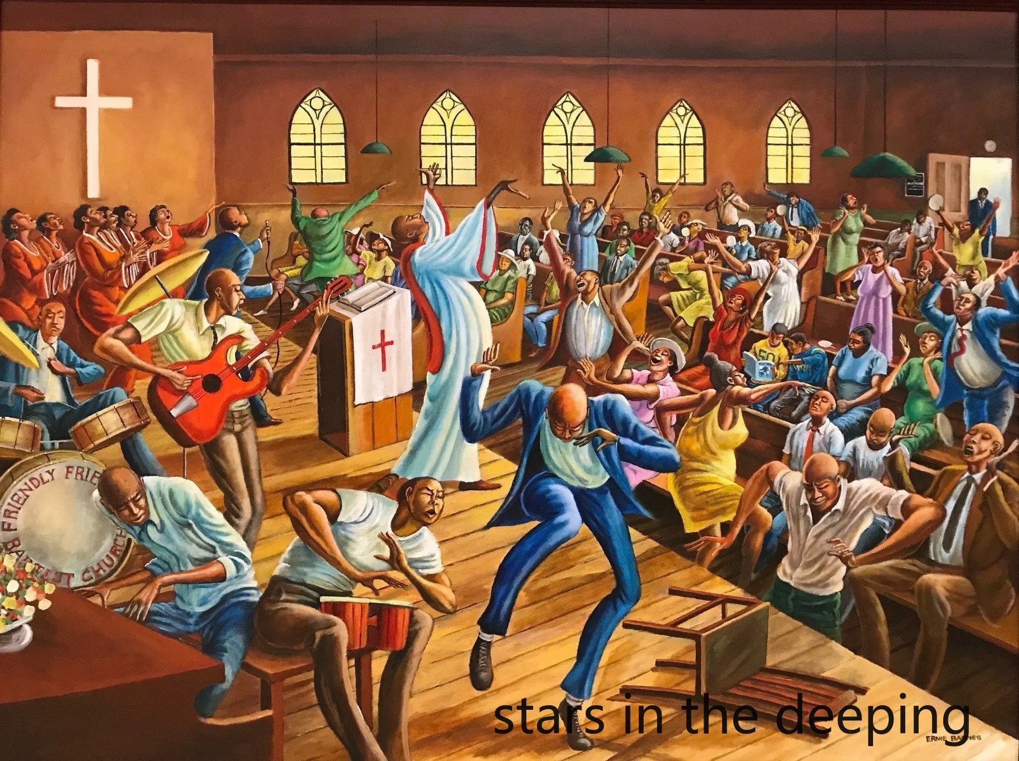 Abstract Ernie Barnes Artworks African Black Women Jazz Music Art Poster Canvas Painting Wall Print Picture for Room Home Decor