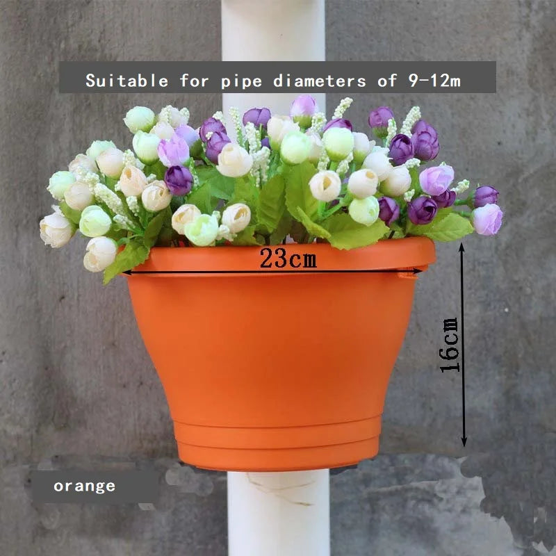Hanging Flower Pot Creative Basket Storage Gutter Downspout Flowerpot Indoor Useful Railing Hanging Planter Plastic Flower Pot