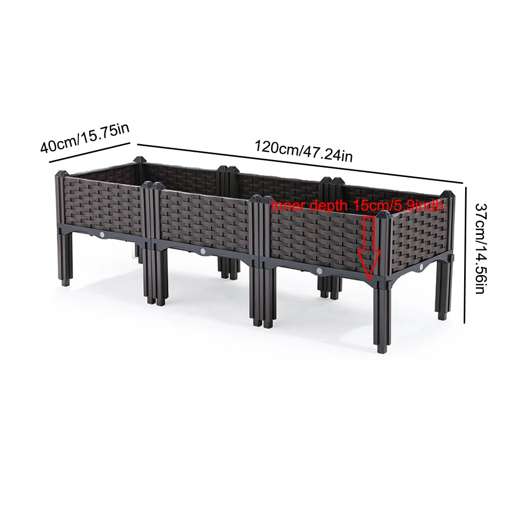Plastic Planting Container with Drainage Holes Raised Bed Elevated Propagation Box for Gardening Vegetables Fruits Flowers Herbs