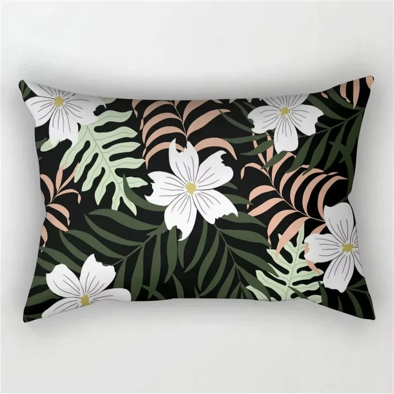 30X50cm Green Tropical Leaf Pattern Printing Decorative Living Room Backrest Home Furnishing Polyester Rectangular Pillowcase