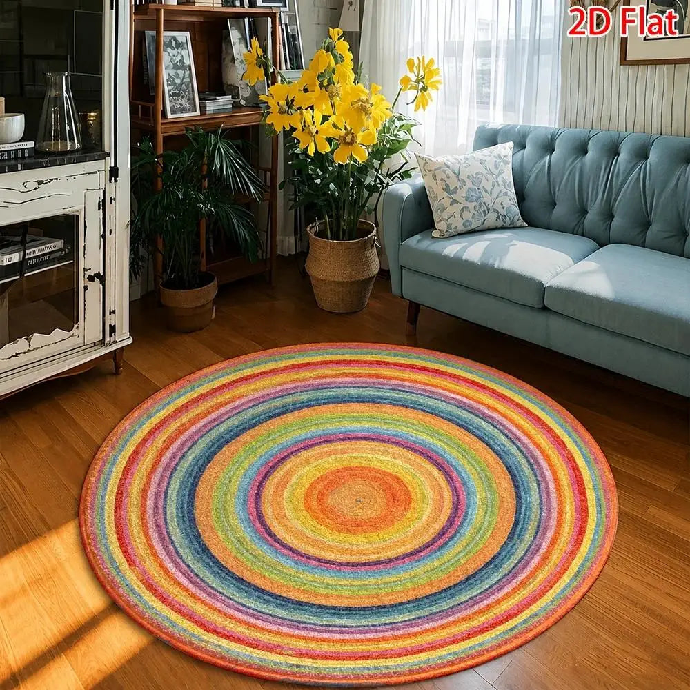 Colorful Circle Boho Round Rug Bedroom Hallway Living Room Area Rug 1/2/3pcs Laundry Floor Carpet Bathroom Entrance Doormat