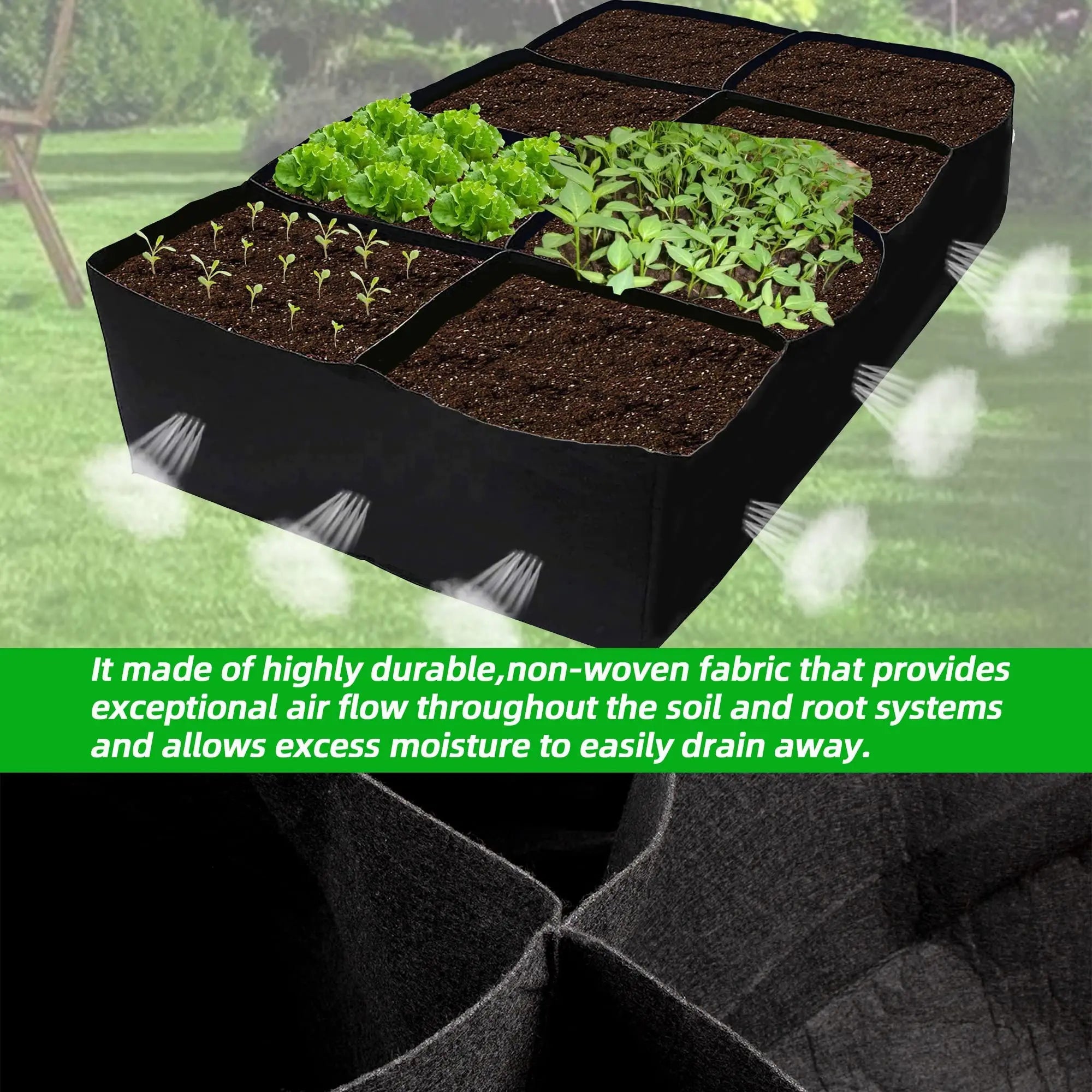 Fabric Raised Garden Bed Plant Grow Bags Planter Raised Beds for Growing Vegetables Potatoes Flowers Rectangle Planting Containe