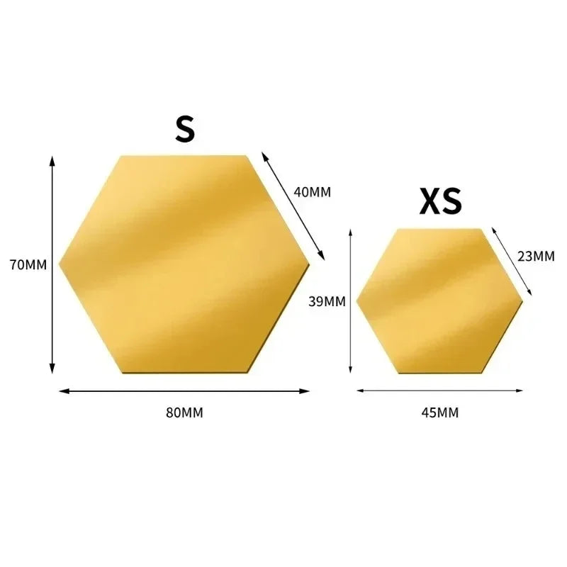 Hexagon Acrylic Mirror Wall Sticker Acrylic Adhesive Gold Silver Mosaic Tiles Removable DIY Bedroom Bathroom (5pcs)