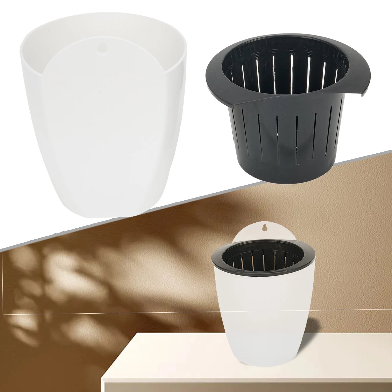 Wall-mounted Flower Pot Automatic Water-absorbing Plastic Green Dill Soil Or Hydroponics System Pot For Wall Balcony Flower Pot