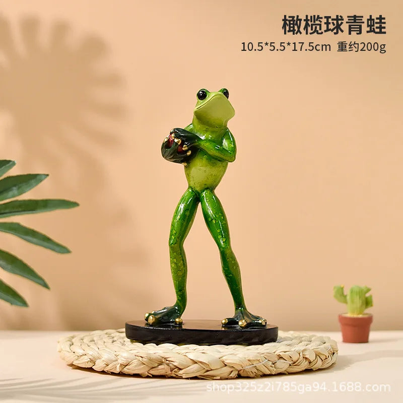 Frog Garden Statue Tennis Frog Statue Animal Decoration Frog Outdoor Sculpture Courtyard Garden Decoration Home Furnishing
