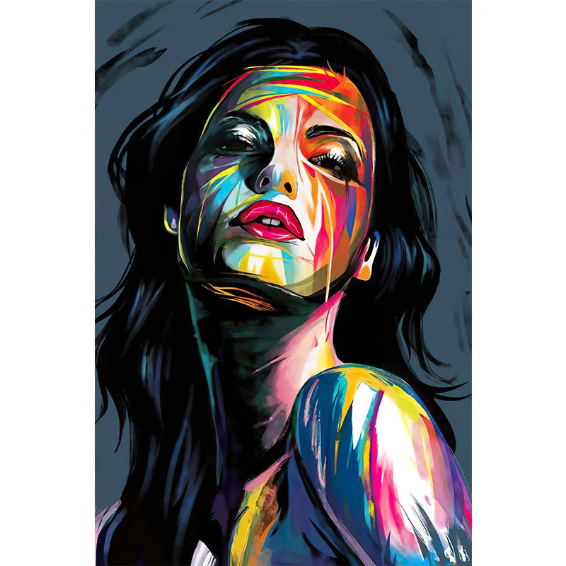 Modern Abstract Woman Face Wall Art Canvas Painting Graffiti Posters and Prints Girl Portrait Street Pop Art Pictures Home Decor