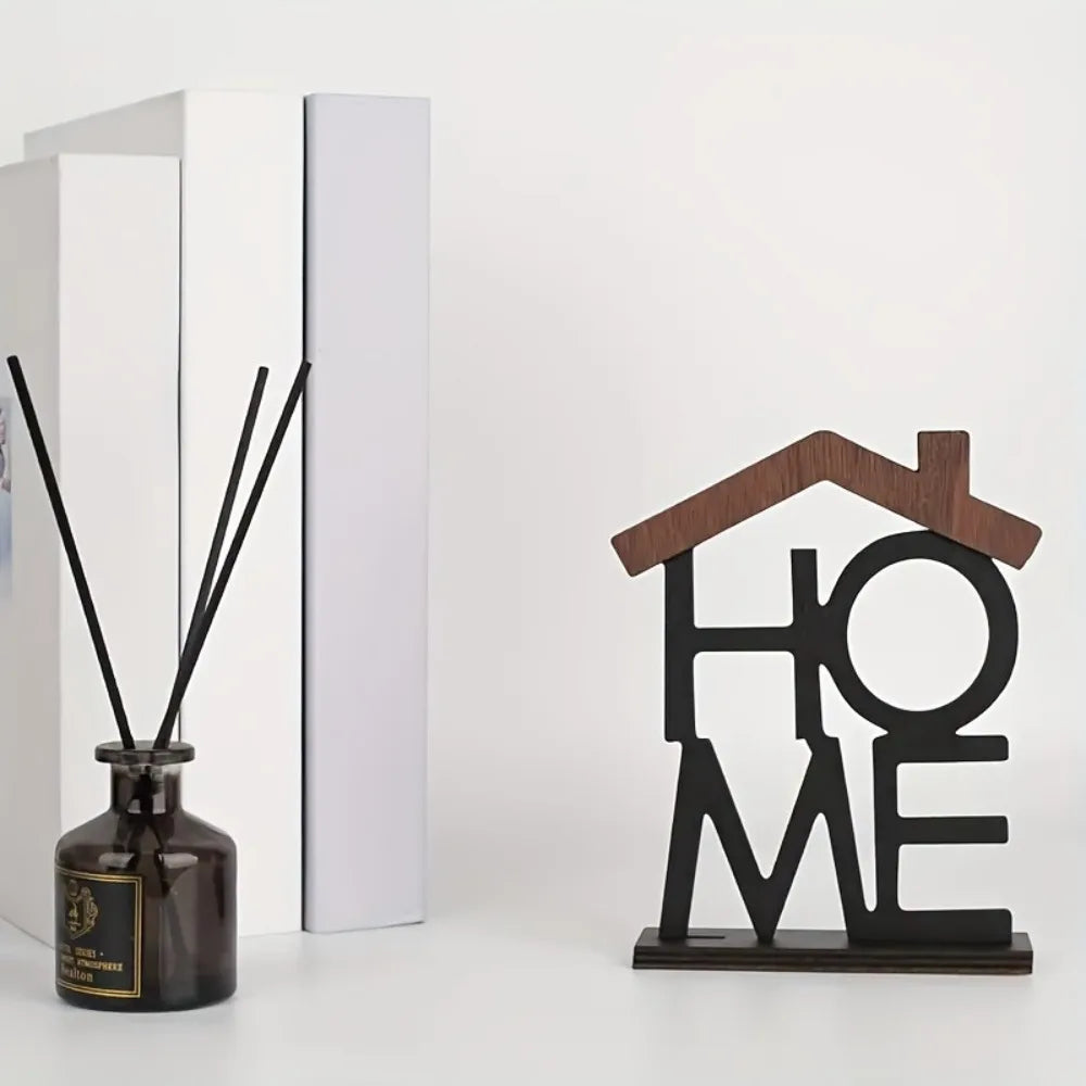Wooden Home Letter Table Decor, Creative Hollow Home Sign Wooden Craft Ornament for Living Room Desktop Shelf Decor Shelf Decor