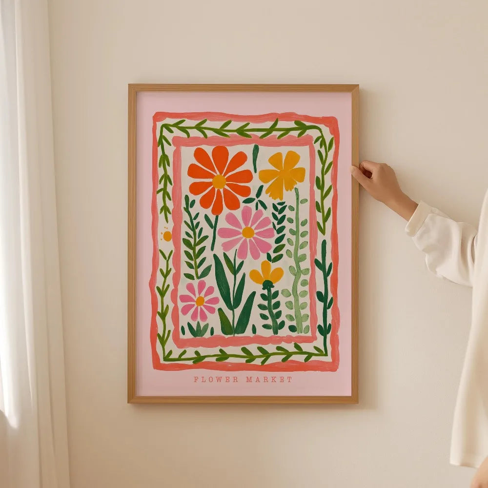 1 Frameless Retro Floral Print,Unique Creative Aesthetic Decor,Spring Decor Painting,Minimalist Wall Art,Living Room Bedroom Art