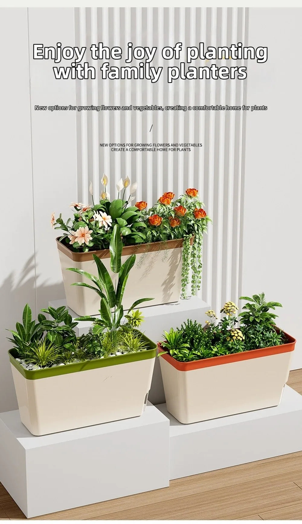 Modern Self Watering Planter Pots Decorative Visual Water Level Window Indoor Planter Herb Planter Box Succulents Plants