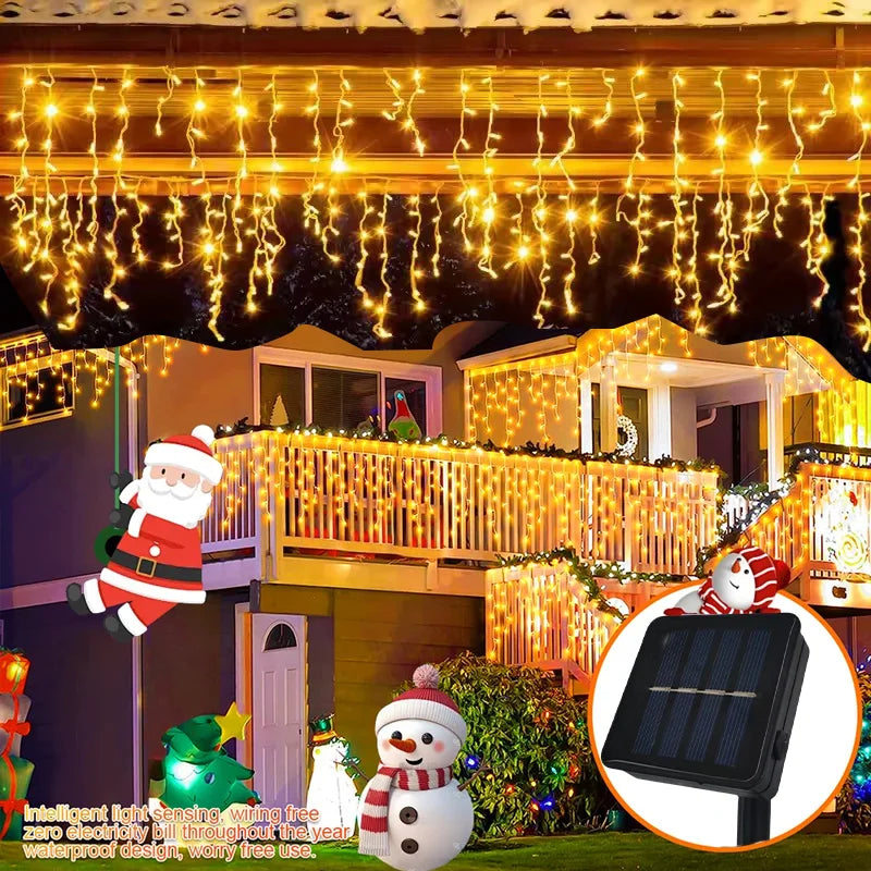 Waterproof Solar Ice Bar LED String Lights Outdoor Lamp For Wedding Party Garden Courtyard Holiday Home Furnishing Decor light