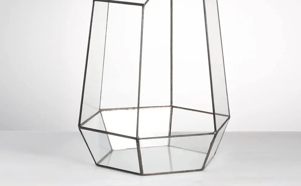 Home Garden Decoration Glass Planter Handmade Irregular Large Flower Pot 16inches Tall Geometric Glass Terrarium or Air Plants