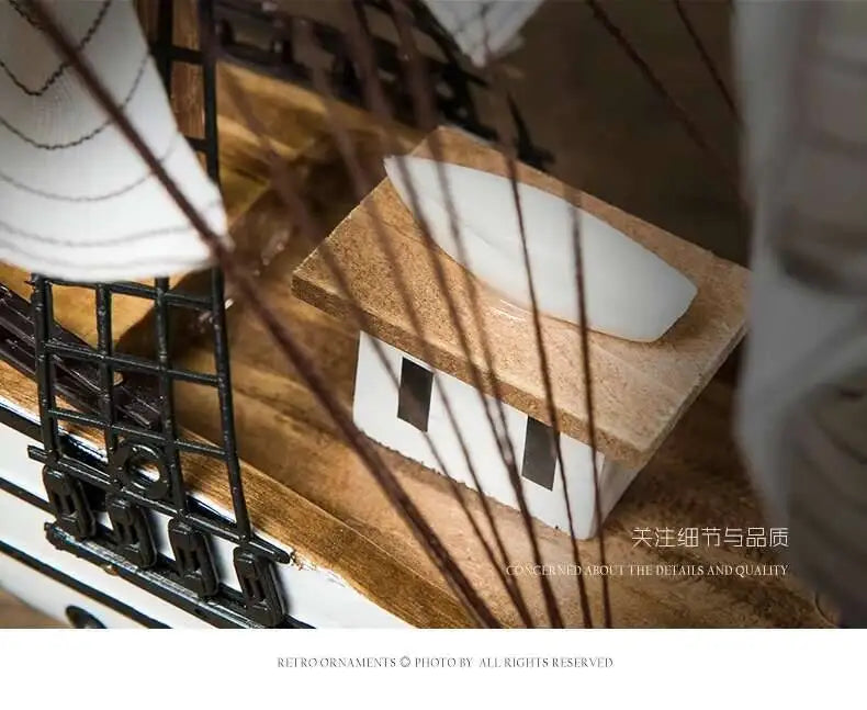 Naotical Lifelike Miniature Wooden Pirate Sail Ship Model Marine Decoration Accessories Modern Arts Office Home Decor Souvenirs