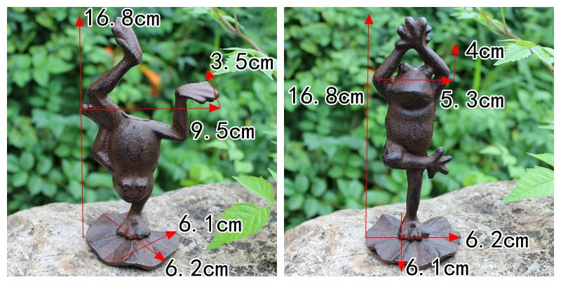 Cast iron yoga frog ornament garden potted plant rockery landscaping desktop small animal living room soft furnishing home decor