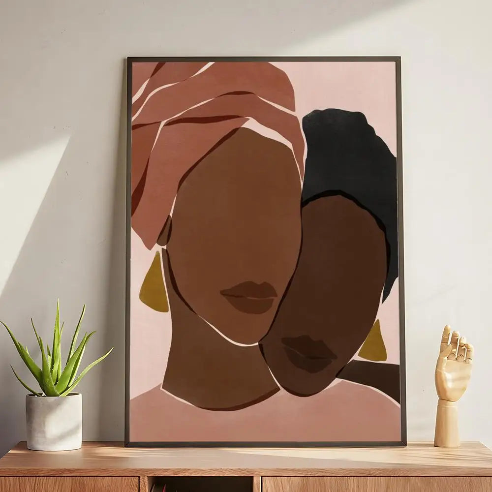 Abstract african woman flower leaves Poster Modern and Elegant Wall Stickers for Home Decor Living Room Dormitory Wall Art