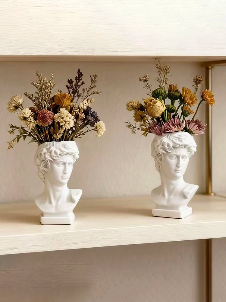 David Art Statue Flowerpot for Inserting Dried Flowers and Simulating Flowers Home Living Room Bedroom Decoration Gift