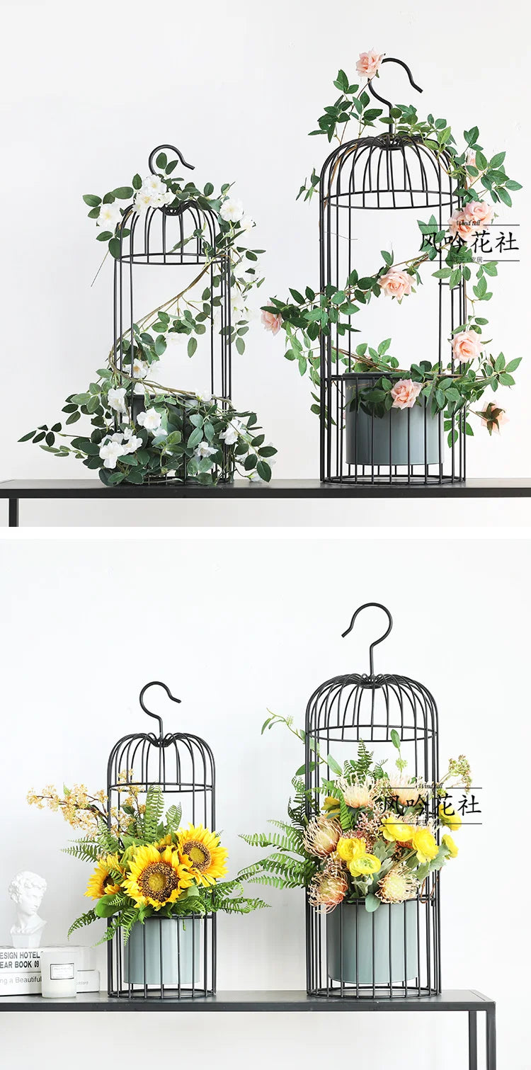 Birdcage wrought iron flower ware, garden art soft decoration home furnishing, ornament simulation flower ware, designer model r
