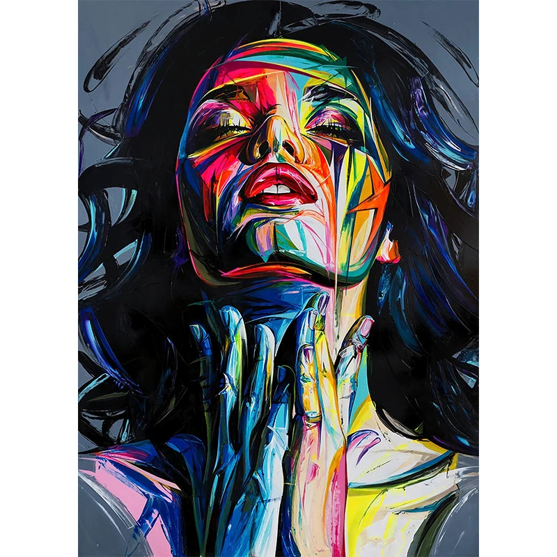 Modern Abstract Woman Face Wall Art Canvas Painting Graffiti Posters and Prints Girl Portrait Street Pop Art Pictures Home Decor