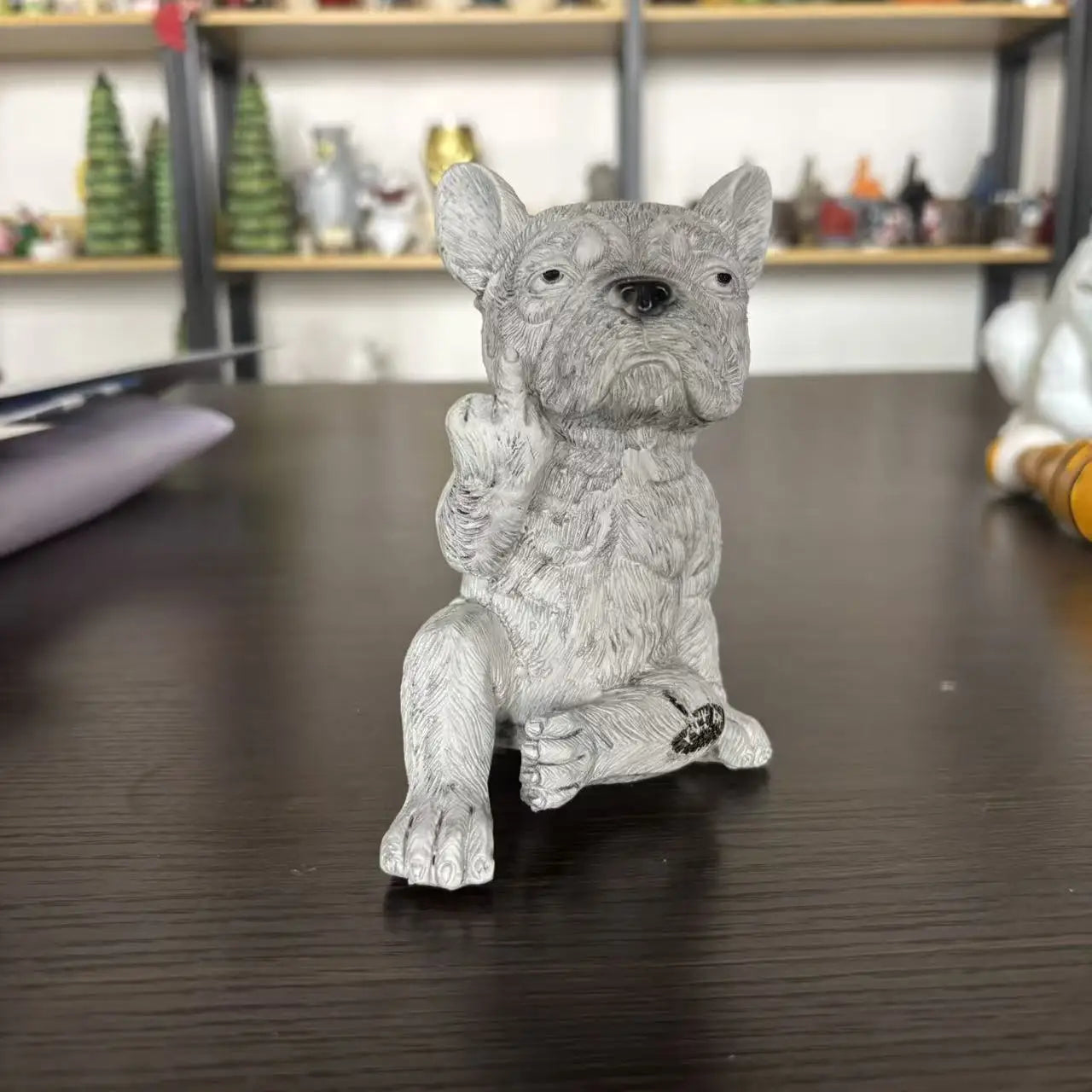 Funny Attitude Dog Planter, French Bulldog Resin Flower Pot for Indoor Outdoor Garden Ornament