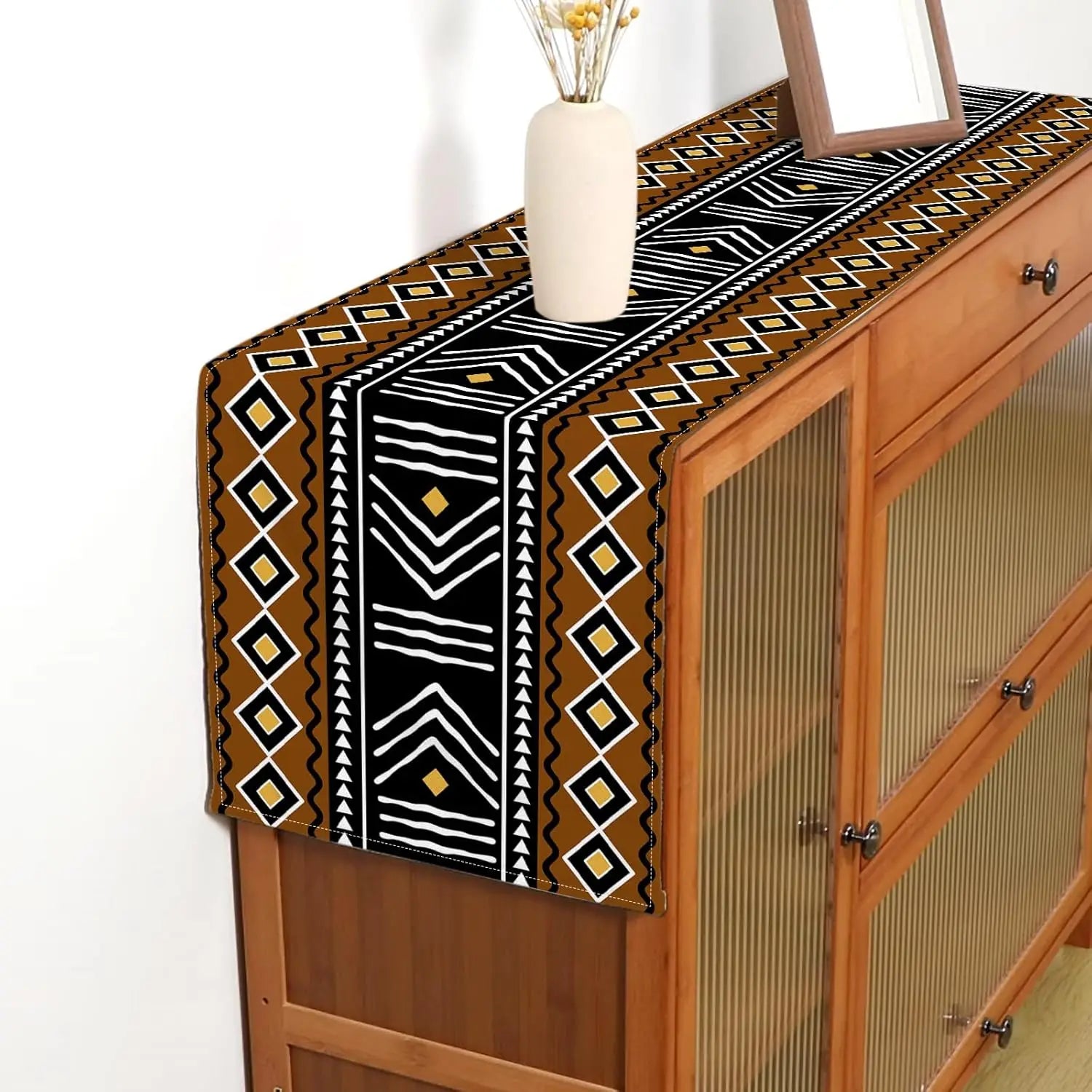 African Geometric Tribal Linen Table Runner Holiday Party Decor Reusable Kitchen  Dining Table Runner Wedding Decorations