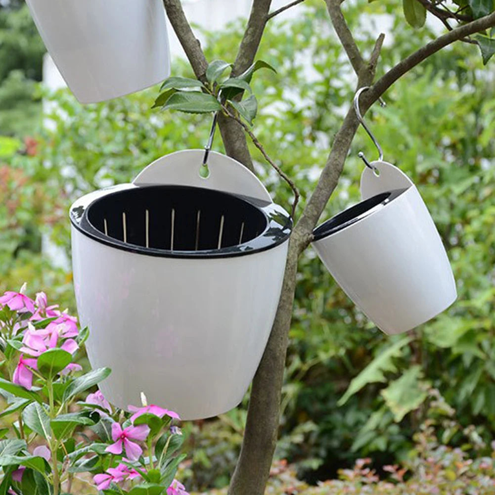 Wall-mounted Flower Pot Automatic Water-absorbing Plastic Green Dill Soil Or Hydroponics System Pot For Wall Balcony Flower Pot