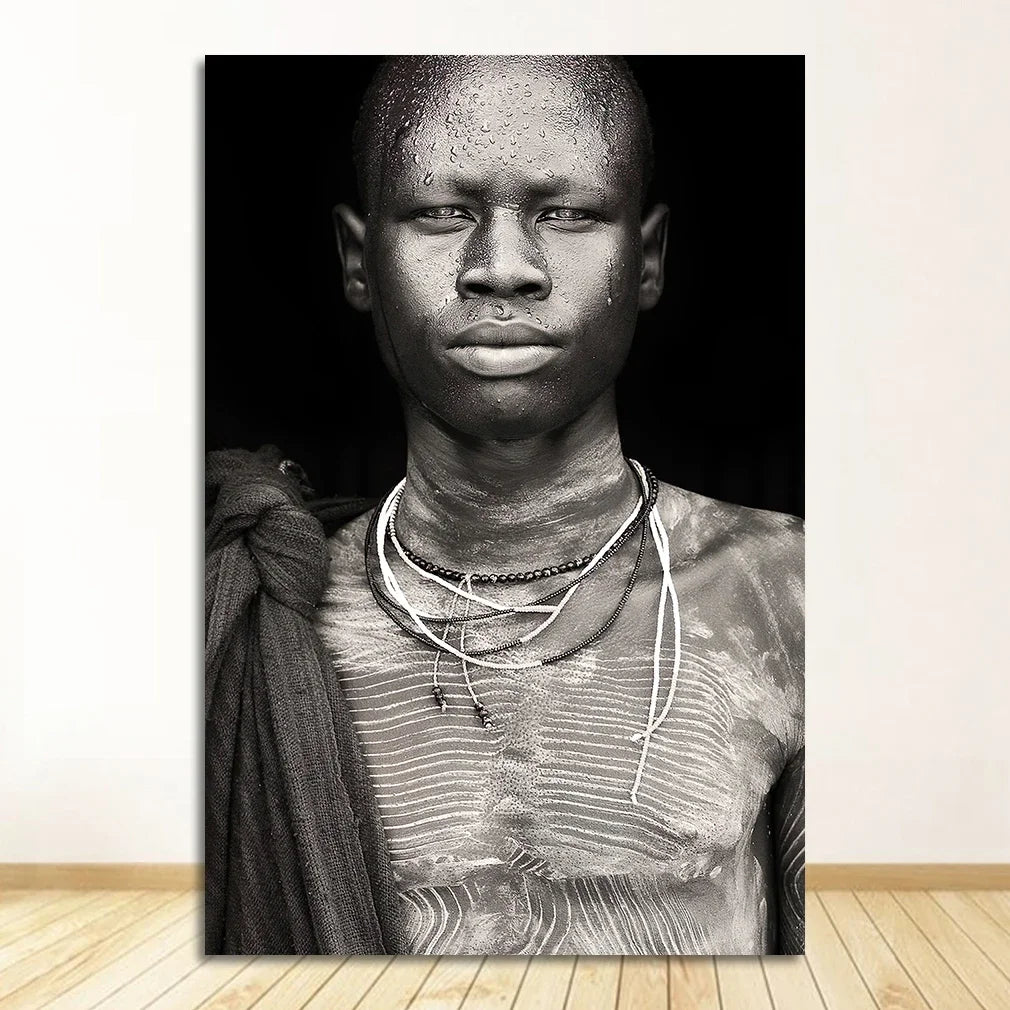 Black and White African Women Man Living Room Canvas Painting Wall Pictures Quadro Cuadros Wall Art Portrait Home Decoration
