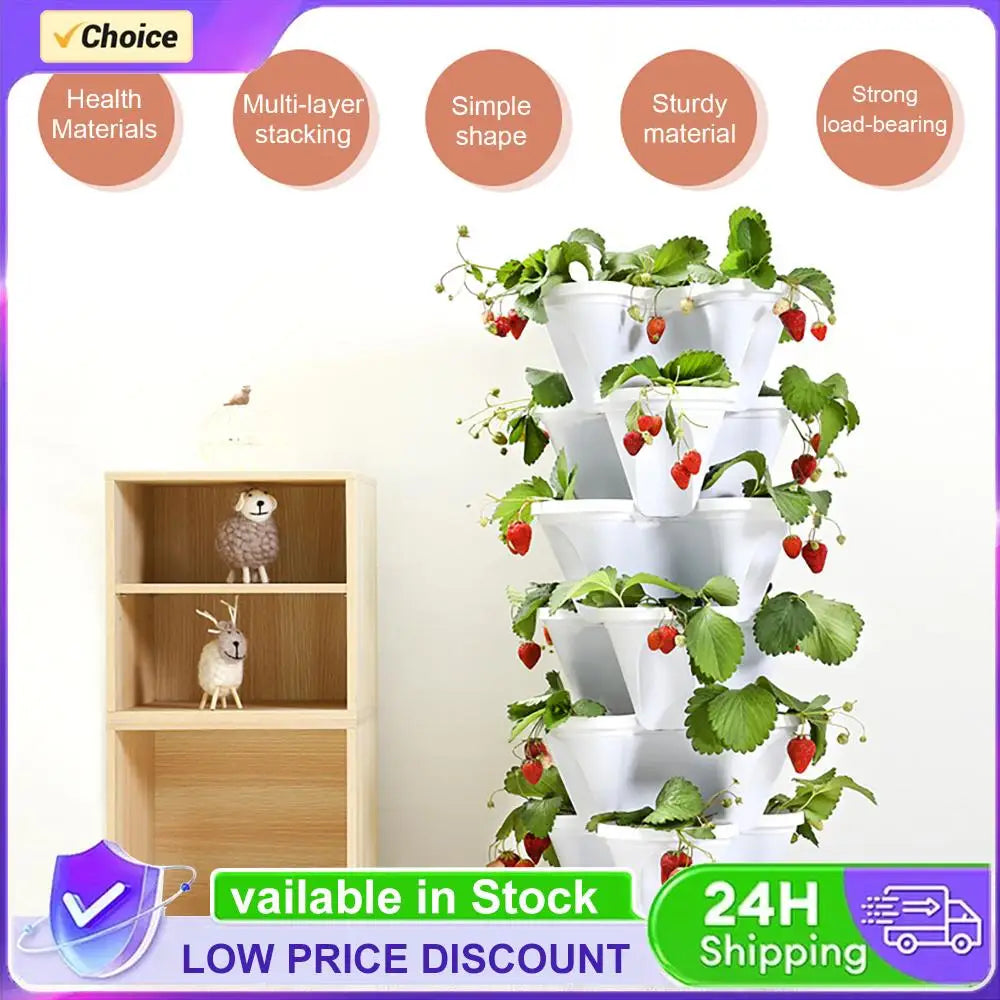 Stackable Vertical Planter Planting Nursery Pots for Garden Strawberry