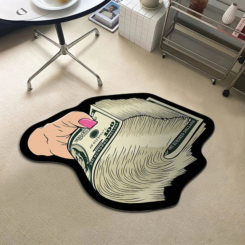 VIKAMA Trendy Printed US Dollar Note Floor Mat - Unique Design, Personalized, Anti-Slip, Home Decorative Carpet
