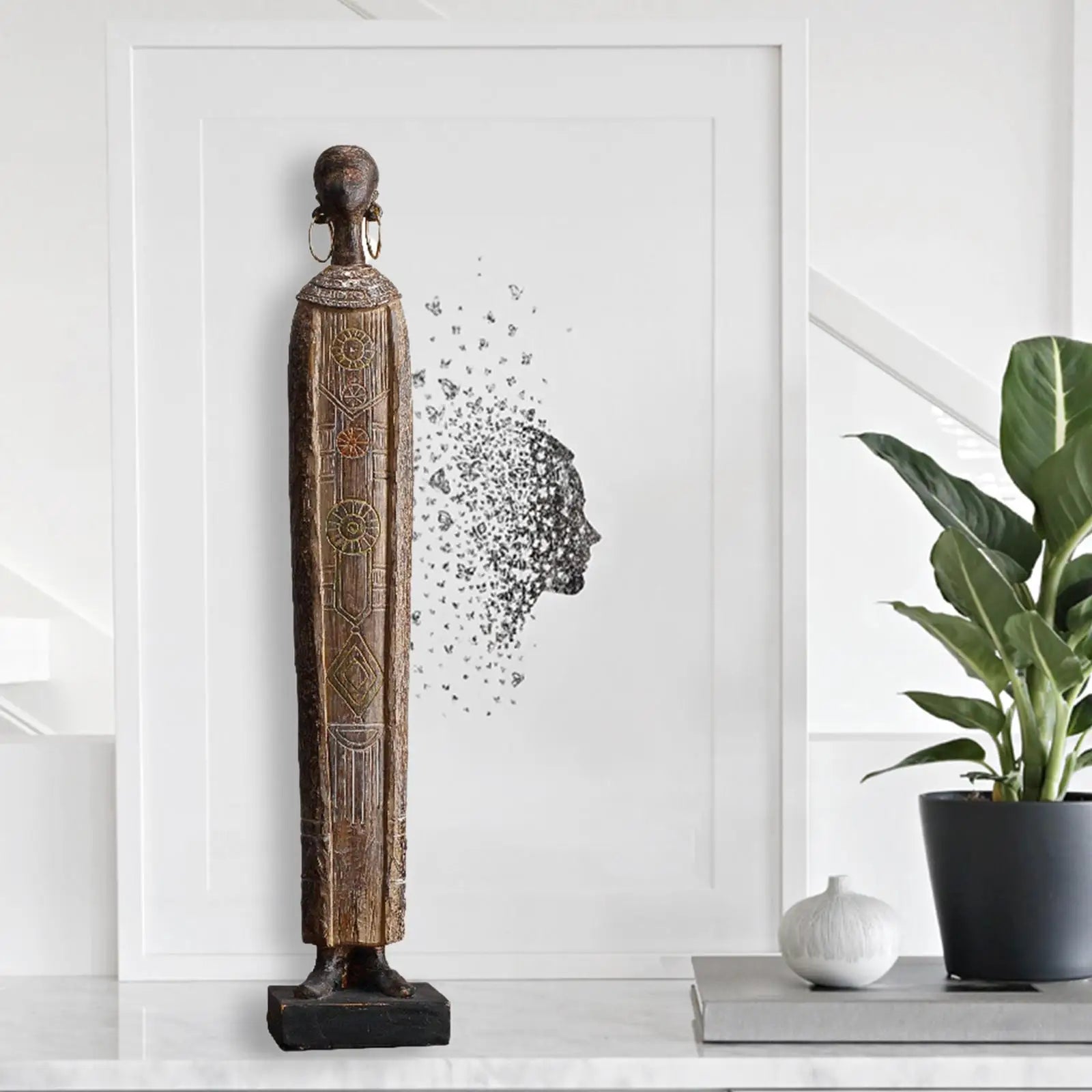 African Statue Sculpture Resin Figurines Women Girl for Home Cabinet Hotel