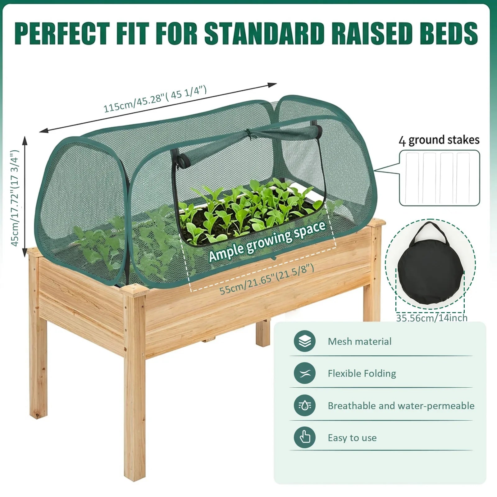 1/2Pcs Garden Bed Mesh Cover Foldable Plant Protection Netting with Stakes Pop Up Raised Flower Bed Bird Proof Net Planter Cover