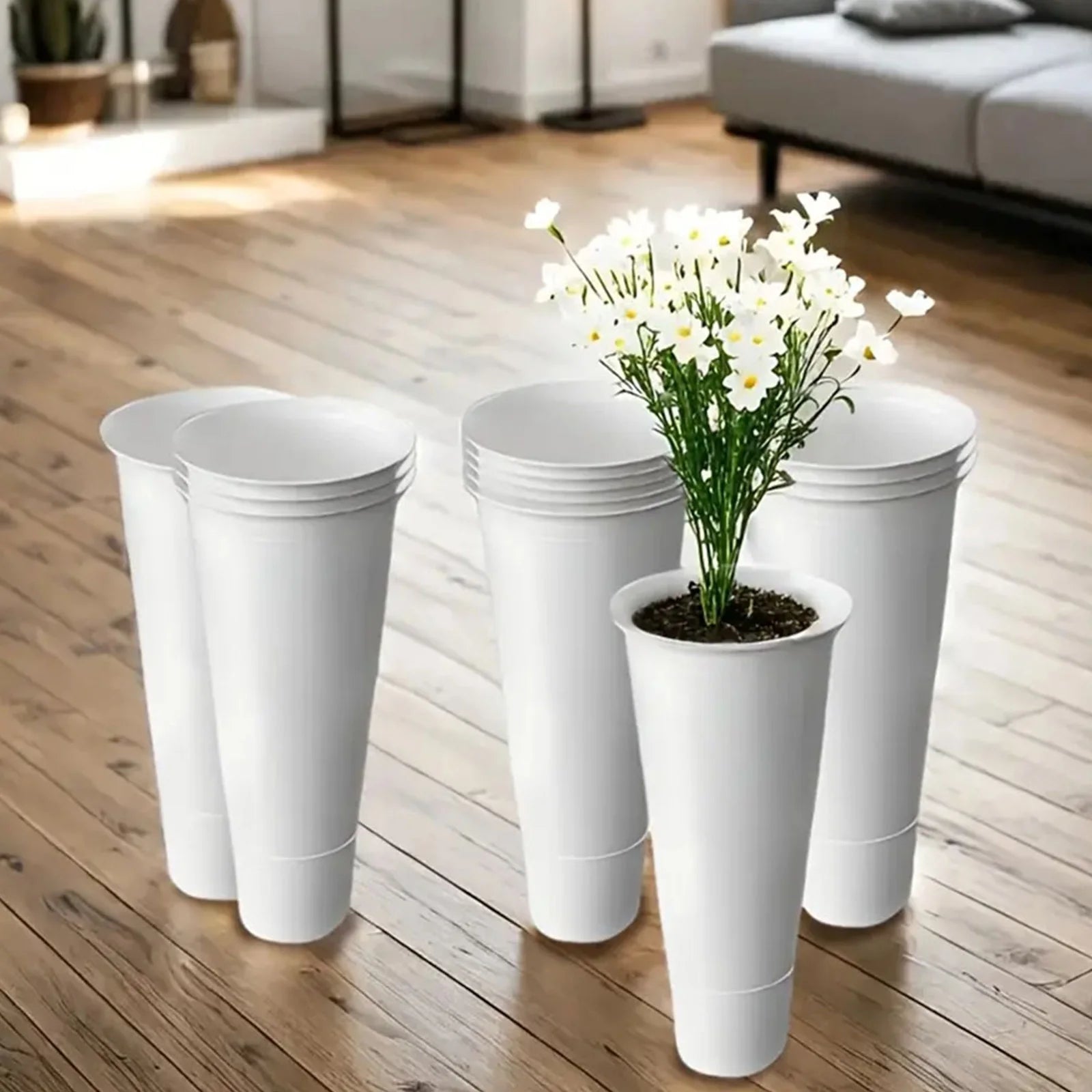 12 PCS Flower Display Stand Buckets White Plastic Flower Pots Large Capacity Plant Planter for Home Patio Balcony Garden