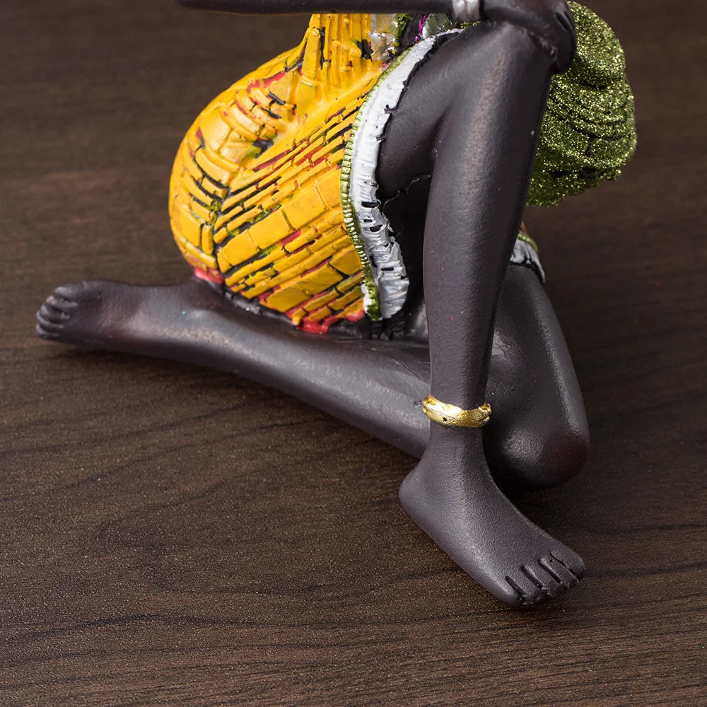 RAKKS Abstract African Black Women Sculpture Decoration Home Wine Cabinet Model Room Coffee Shop Resin Crafts
