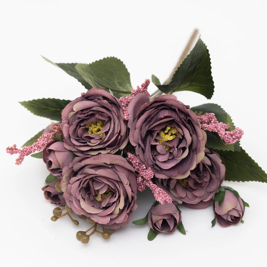 Artificial Flowers Peony Home Wedding Room Autumn Decora Festival Party Garland Outdoor Garden Diy Gifts Furnishing Silk Roses