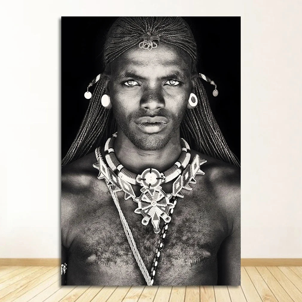 Black and White African Women Man Living Room Canvas Painting Wall Pictures Quadro Cuadros Wall Art Portrait Home Decoration