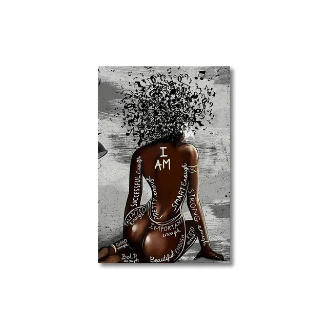 Inspirational African American Black Woman Graffiti Canvas Art Painting  Modern Wall Poster for Bedroom Living Room Decor