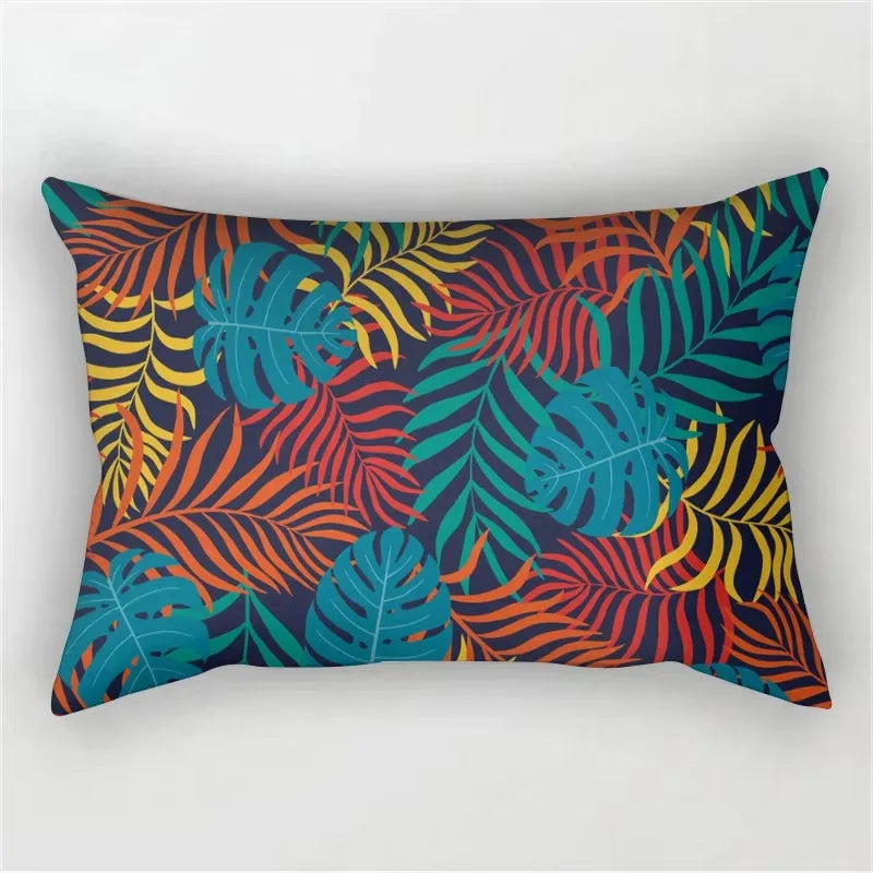 30X50cm Green Tropical Leaf Pattern Printing Decorative Living Room Backrest Home Furnishing Polyester Rectangular Pillowcase