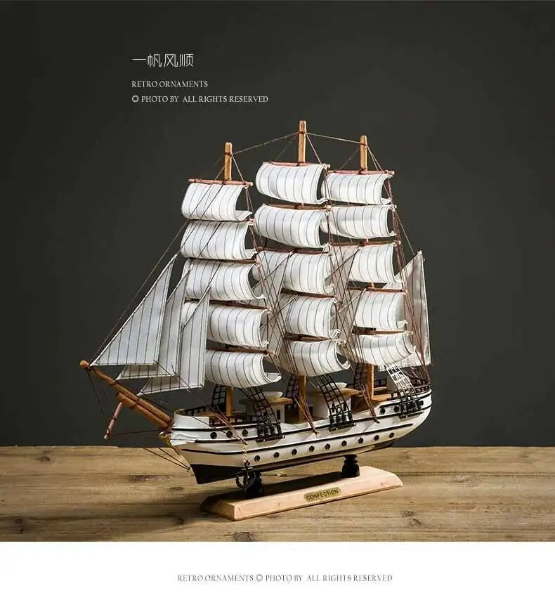 Naotical Lifelike Miniature Wooden Pirate Sail Ship Model Marine Decoration Accessories Modern Arts Office Home Decor Souvenirs
