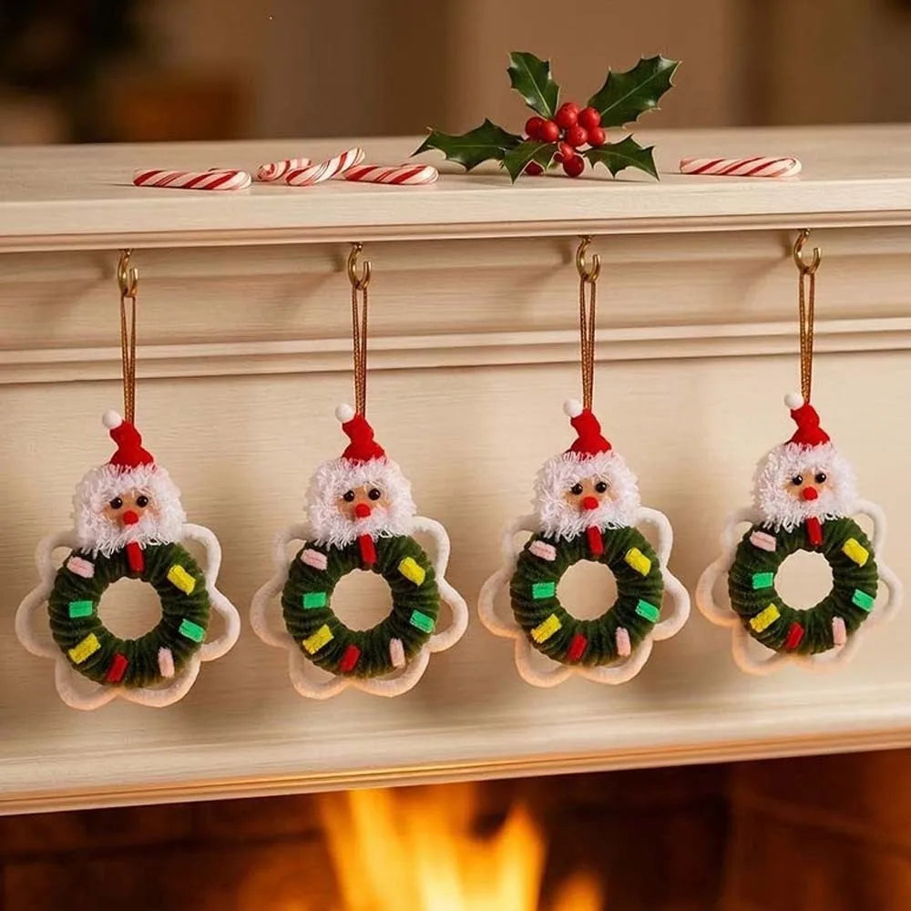 Small Size Christmas Mini Wreath Vibrant Colors Handmade Craft Holiday Hanging Pendant Bow Ribbon Lightweight
