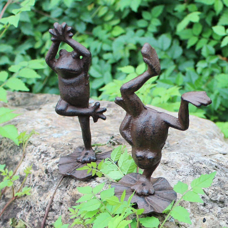 Cast iron yoga frog ornament garden potted plant rockery landscaping desktop small animal living room soft furnishing home decor