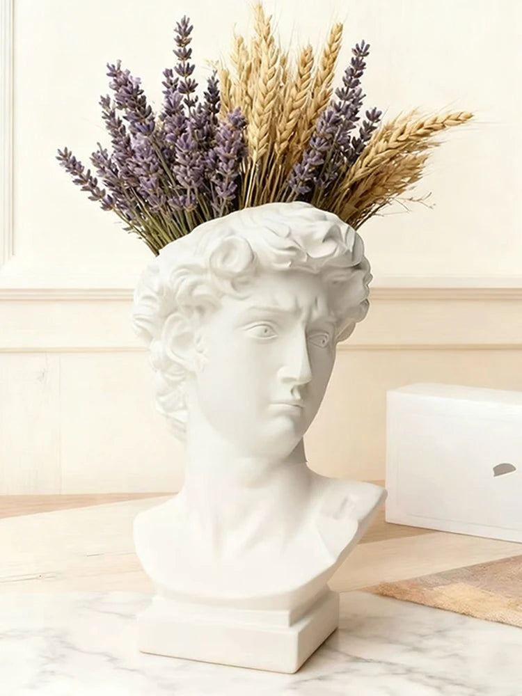 David Art Statue Flowerpot for Inserting Dried Flowers and Simulating Flowers Home Living Room Bedroom Decoration Gift
