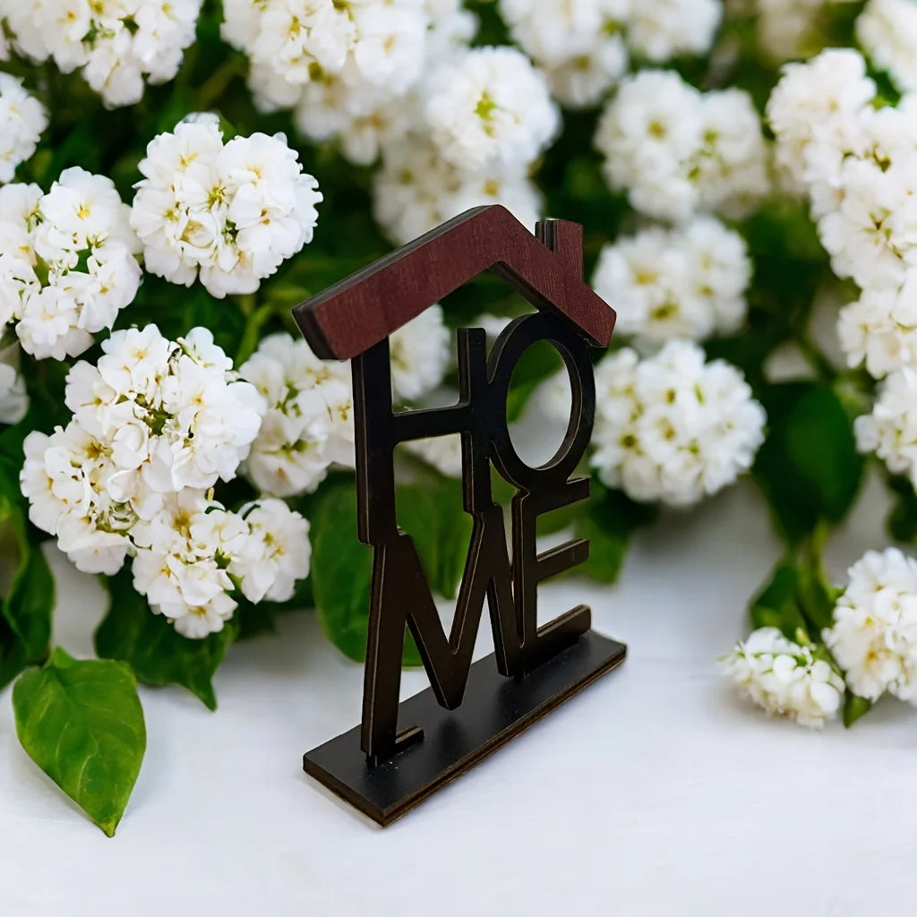 Wooden Home Letter Table Decor, Creative Hollow Home Sign Wooden Craft Ornament for Living Room Desktop Shelf Decor Shelf Decor