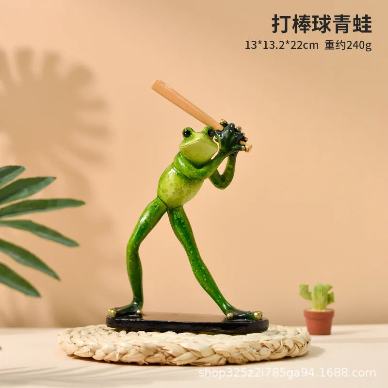 Frog Garden Statue Tennis Frog Statue Animal Decoration Frog Outdoor Sculpture Courtyard Garden Decoration Home Furnishing
