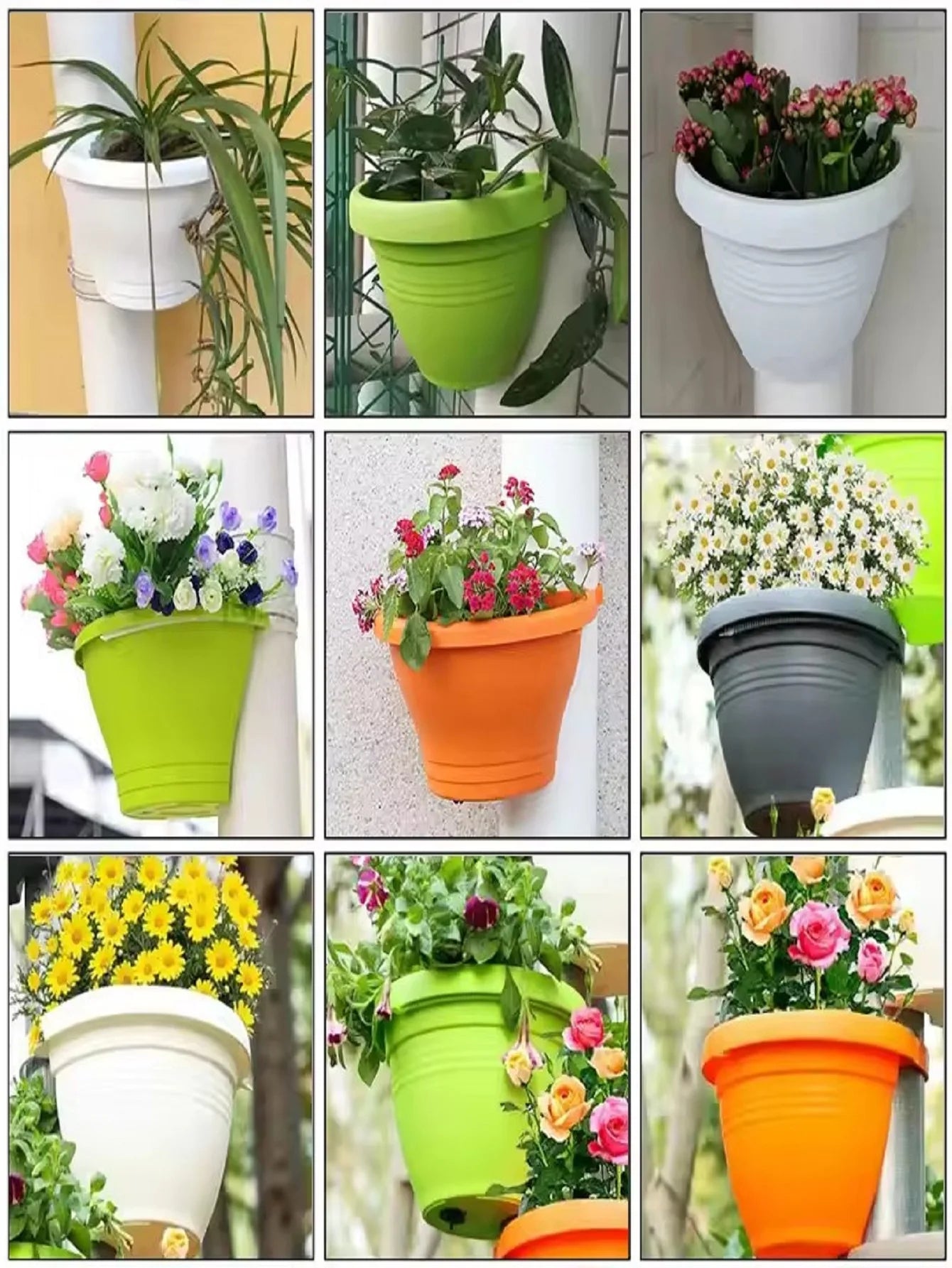 Hanging Flower Pot Creative Basket Storage Gutter Downspout Flowerpot Indoor Useful Railing Hanging Planter Plastic Flower Pot