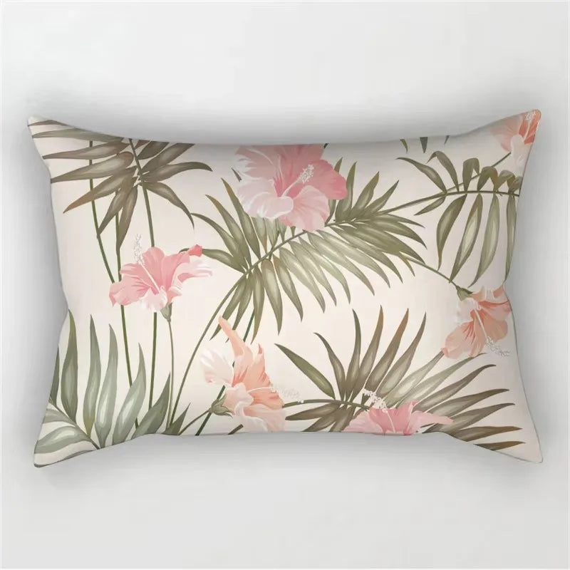 30X50cm Green Tropical Leaf Pattern Printing Decorative Living Room Backrest Home Furnishing Polyester Rectangular Pillowcase