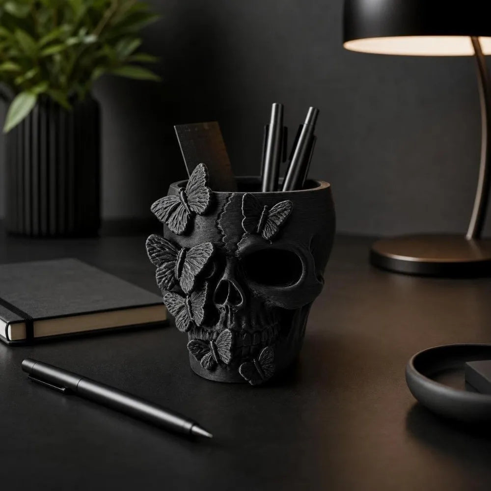 Gothic Butterfly Skeleton Statue Funny Home Decorations Flower Pot Vase Large Capacity Halloween Skull Ornaments Home