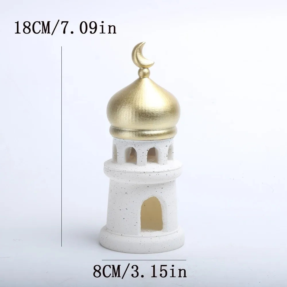 Middle Eastern Style Resin Statue Decor Castle House Kaaba Dome Mosque Islamic Desktop Ornament Islamic Theme Ramadan Muslim
