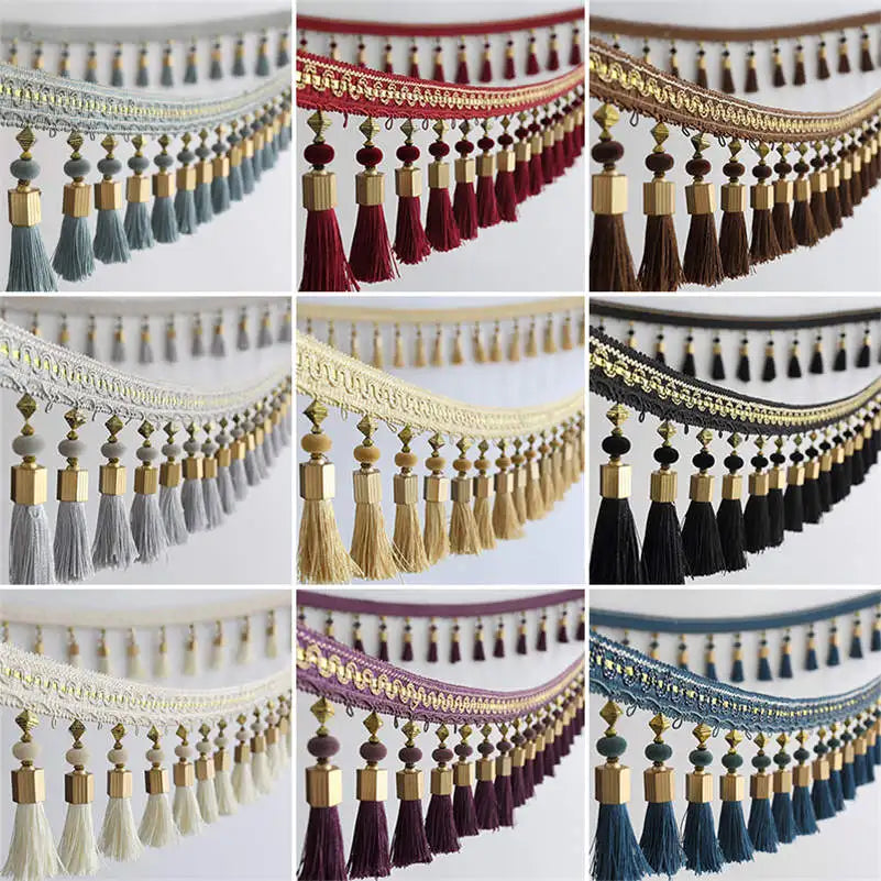2/3/5M Tassel Fringe Edging Trim Curtains Tassel Trim Lace Sewing Crafts Cushions Furnishings Upholstery Home Funiture DIY Decor