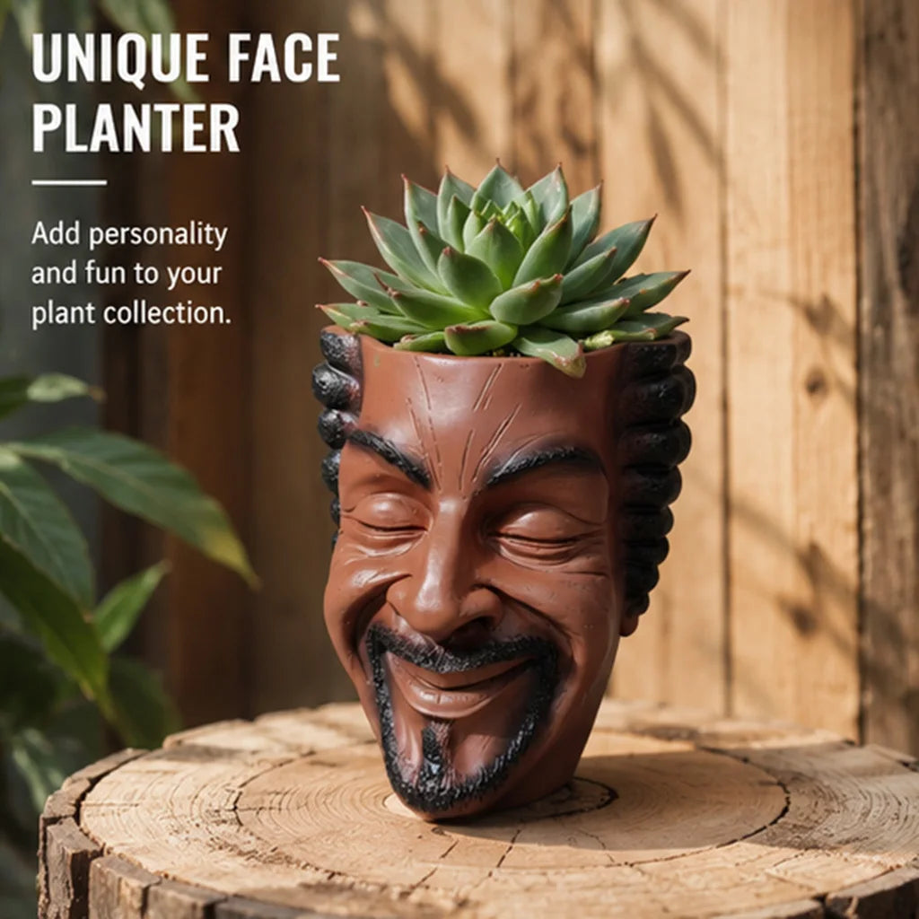 Aesthetic Face Planter Resin Flower Pot Unique Human Face Succulent Pot Modern Artistic Home Decor Garden Desk Decoration Gift