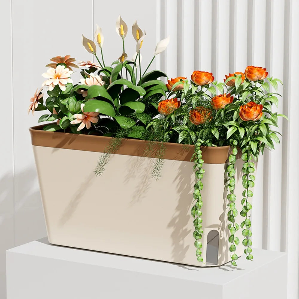 Modern Self Watering Planter Pots Decorative Visual Water Level Window Indoor Planter Herb Planter Box Succulents Plants