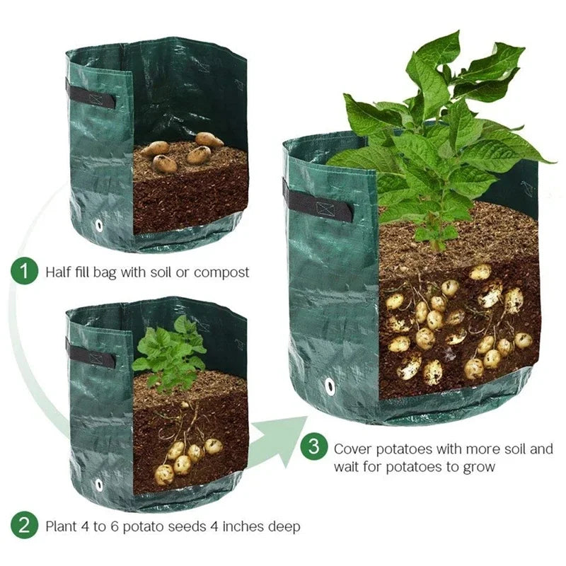 1PC Garden Potato Grow Planter Bags Vegetable Planting Bag Fabric Pot Waterproof PE Gardening Cultivation Container with Flap