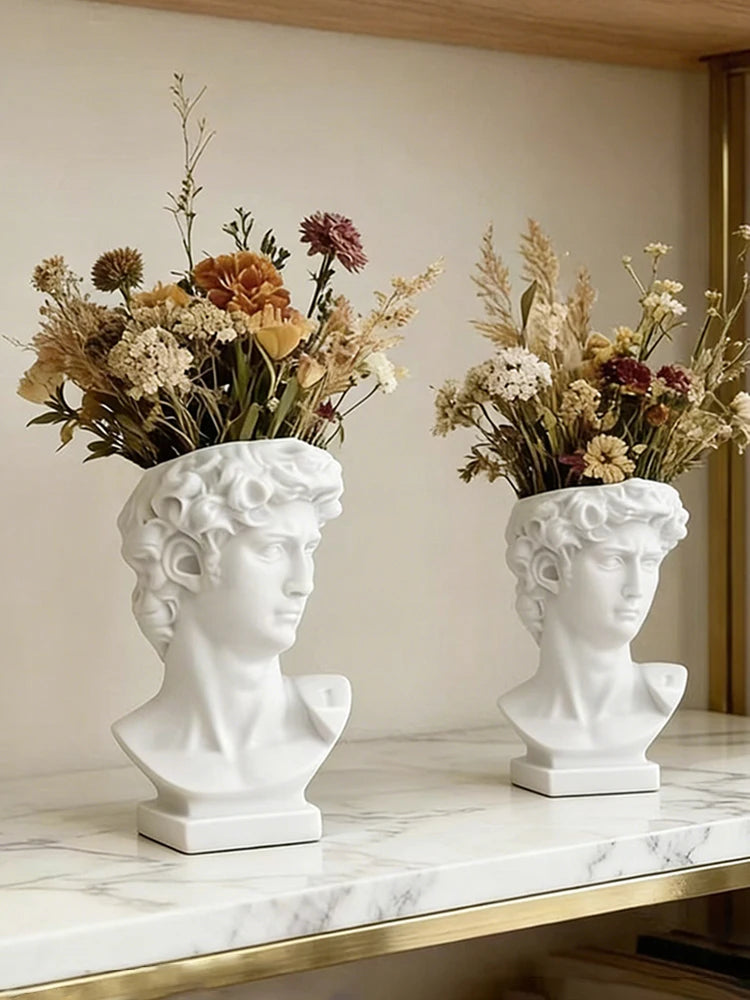 David Art Statue Flowerpot for Inserting Dried Flowers and Simulating Flowers Home Living Room Bedroom Decoration Gift